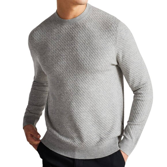 Ted Baker Knares Long Sleeve Textured Crew Neck Jumper Gray Size 5 (US XL) NWT